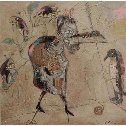 Peinture L'itinéraire par Colin Sylvie | Tableau Art Singulier Acrylique Animaux