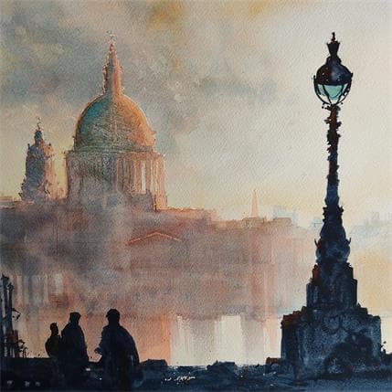 Painting Saint Paul's glow by Jones Henry | Painting Figurative Watercolor Urban