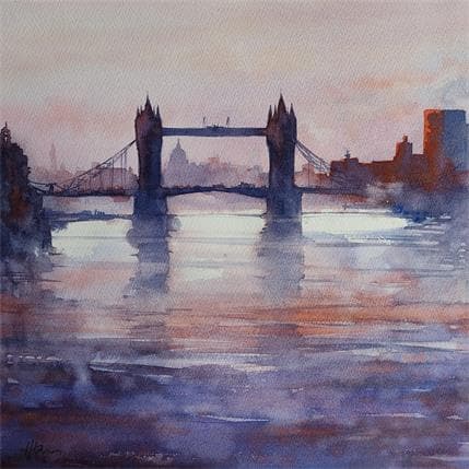 Painting Tower bridge by Jones Henry | Painting Figurative Watercolor Urban
