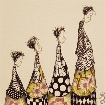 Peinture Symphonie 1 verte par Blais Delphine | Tableau Art naïf Acrylique Scènes de vie