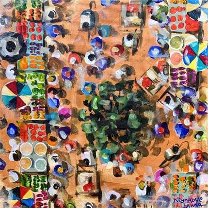 Painting PLACE DE MARCHE by Lama Niankoye | Painting Figurative Acrylic Life style