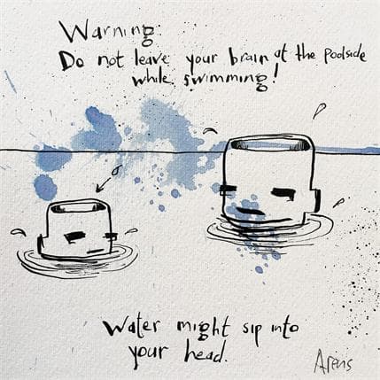 Peinture Warning par Arens Jan hein | Tableau Art Singulier Acrylique scènes de vie