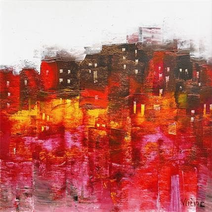 Painting Village sur la colline #1 by Fièvre Véronique | Painting Figurative Acrylic Urban