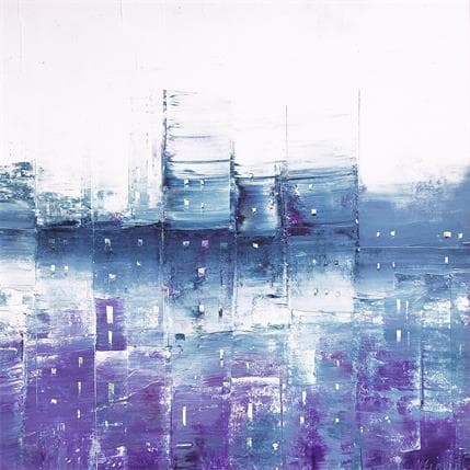 Peinture Maisons dans la brume #1 par Fièvre Véronique | Tableau Figuratif Acrylique Urbain