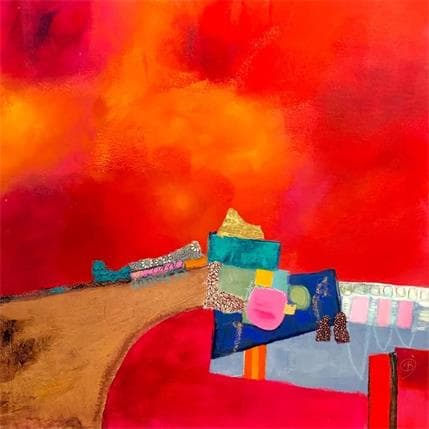 Painting Ponte Vecchio by Lau Blou | Painting Abstract Acrylic Minimalist