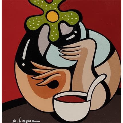 Peinture CHOCOLAT TROP TOT par Lopez Alfredo | Tableau Figuratif Acrylique scènes de vie