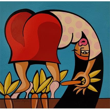 Peinture RECOLTE A LA PARISIENNE par Lopez Alfredo | Tableau Figuratif Acrylique scènes de vie