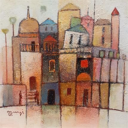 Peinture AK38 LES MAISONS D'I. par Burgi Roger | Tableau Figuratif Acrylique Urbain