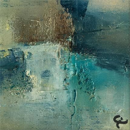 Peinture Morenci turquoise par Teoli Chevieux Carine | Tableau Abstrait Acrylique, Huile Minimaliste