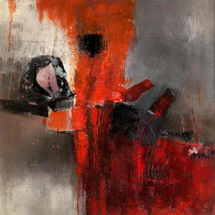 Peinture Marquée au fer rouge par Teoli Chevieux Carine | Tableau Abstrait Acrylique, Huile Minimaliste