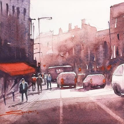 Peinture Street view par Dandapat Swarup | Tableau Figuratif Aquarelle Urbain