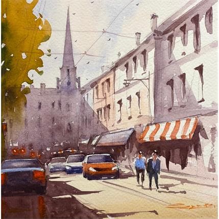Peinture Morning light I par Dandapat Swarup | Tableau Figuratif Aquarelle Paysages, Scènes de vie, Urbain