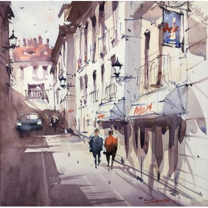 Gemälde blue car von Dandapat Swarup | Gemälde  Aquarell