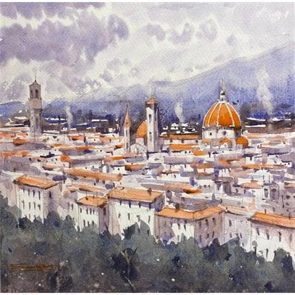 Peinture An Italian morning par Dandapat Swarup | Tableau Figuratif Aquarelle Paysages, Urbain