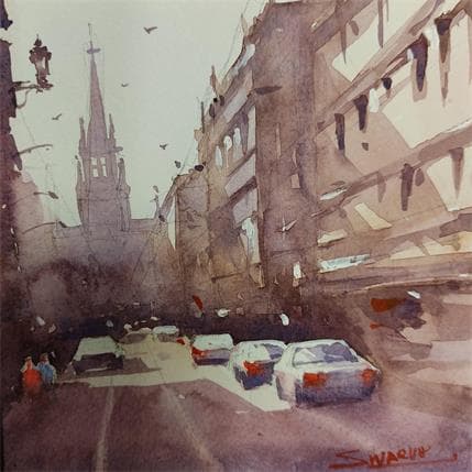 Peinture City roads 7 par Dandapat Swarup | Tableau Figuratif Aquarelle Urbain