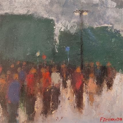 Peinture La fête par Fernando | Tableau Figuratif Huile Scènes de vie