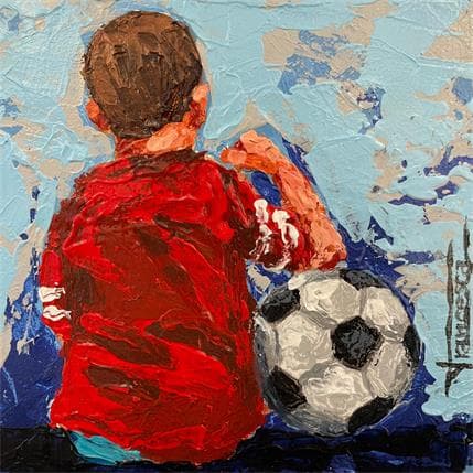 Peinture Pelota de fùtbol par Escobar Francesca | Tableau Figuratif Acrylique scènes de vie