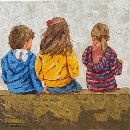 Peinture Sentados par Escobar Francesca | Tableau Figuratif Acrylique Portraits, scènes de vie