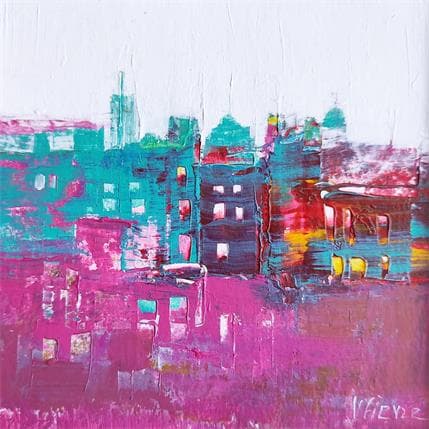 Painting Les toits de la ville by Fièvre Véronique | Painting Figurative Acrylic Urban