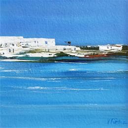 Painting En Grèce by Fièvre Véronique | Painting Figurative Acrylic Marine