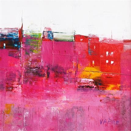 Peinture La cité rose par Fièvre Véronique | Tableau Figuratif Acrylique Urbain