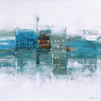 Peinture Maisons en bord de mer #1 par Fièvre Véronique | Tableau Figuratif Acrylique Paysages