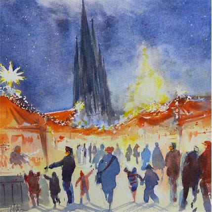 Painting Kôln Xmas by Jones Henry | Painting Figurative Watercolor Life style
