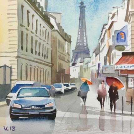 Peinture Paris-M4 par Khodakivskyi Vasily | Tableau Figuratif Aquarelle Urbain