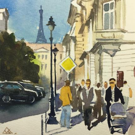 Peinture Paris-J12 par Khodakivskyi Vasily | Tableau Figuratif Aquarelle Scènes de vie, Urbain