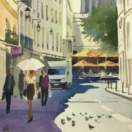 Peinture Paris-M9 par Khodakivskyi Vasily | Tableau Figuratif Aquarelle Scènes de vie, Urbain