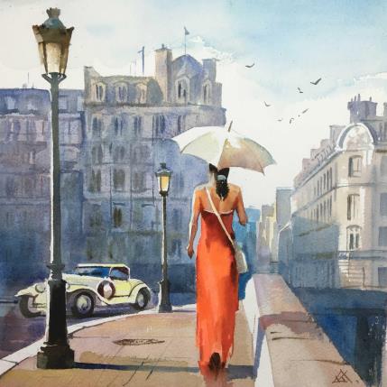 Peinture Paris - N10 par Khodakivskyi Vasily | Tableau Figuratif Aquarelle Scènes de vie, Urbain