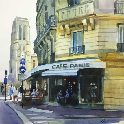 Peinture Un café sur l'île par Khodakivskyi Vasily | Tableau Figuratif Aquarelle Urbain