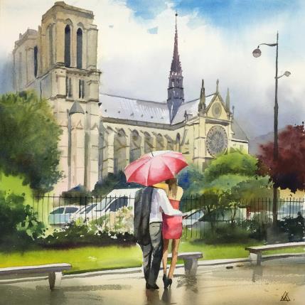 Peinture Paris S27 par Khodakivskyi Vasily | Tableau Figuratif Aquarelle Scènes de vie, Urbain