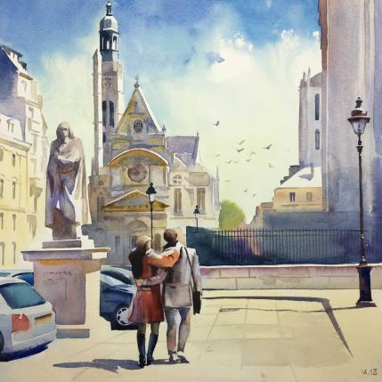 Peinture Paris - M17 par Khodakivskyi Vasily | Tableau Figuratif Aquarelle Urbain