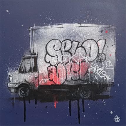 Peinture Graffiti bomb truck par Graffmatt | Tableau Street Art Acrylique Urbain
