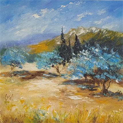 Peinture Au pays de mistral par Lyn | Tableau Figuratif Huile Paysages