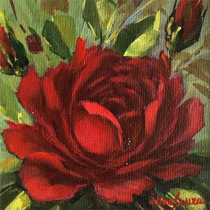 Peinture Red rose par Chico Souza | Tableau Figuratif Huile Paysages