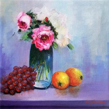 Peinture Pink and white par Chico Souza | Tableau Figuratif Huile Natures mortes
