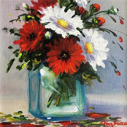 Peinture Gerberas par Chico Souza | Tableau Figuratif Huile Natures mortes