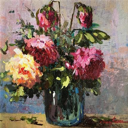 Peinture Roses in the glass par Chico Souza | Tableau Figuratif Huile Natures mortes