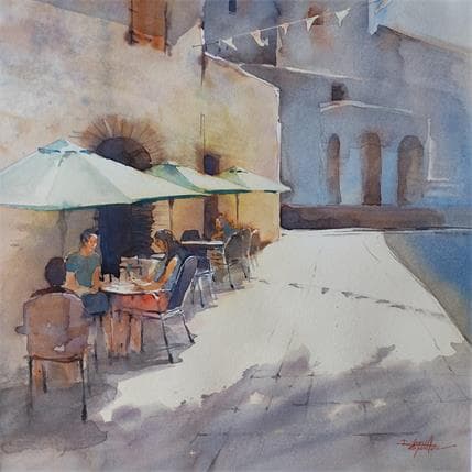 Peinture Pot aux remparts par Seruch Capouillez Isabelle | Tableau Figuratif Aquarelle Scènes de vie, Urbain