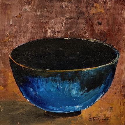 Peinture Bol bleu par Tognet | Tableau Figuratif Huile Natures mortes