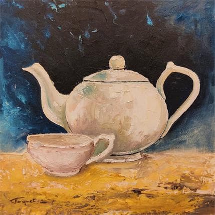 Peinture Theïère et tasse par Tognet | Tableau Figuratif Huile Natures mortes
