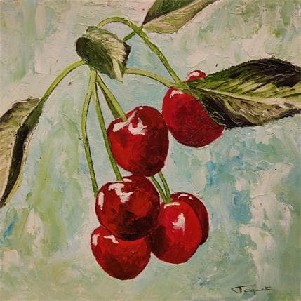 Peinture Cerises par Tognet | Tableau Figuratif Huile Natures mortes