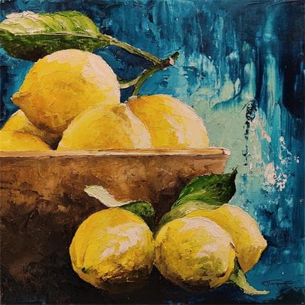 Peinture Grand bol de citrons par Tognet | Tableau Figuratif Huile Natures mortes