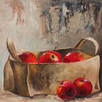 Peinture Sac de pommes par Tognet | Tableau Figuratif Huile Natures mortes