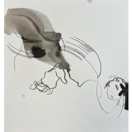 Peinture Cadavre exquis 28 par YO&CO | Tableau Figuratif Minimaliste, Noir & blanc, Nu