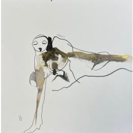 Peinture Cadavre exquis 4 par YO&CO | Tableau Figuratif Minimaliste, Noir & blanc, Nu