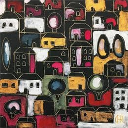 Gemälde G86 Black houses von Ragas Huub | Gemälde Figurativ Acryl Urban