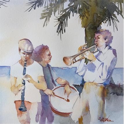 Peinture Musique d'été par Seruch Capouillez Isabelle | Tableau Figuratif Aquarelle Scènes de vie